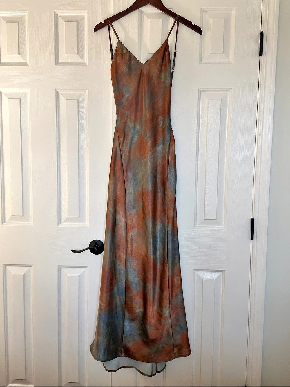 Commense Abstract Maxi Slip Dress in Brown & Blue Size XS